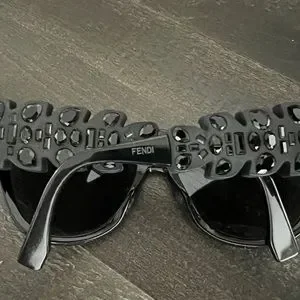 Fendi 0139 Crocco Crystal FF0139S Black Rubber Mirrored Sunglasses Round Runway FENDI 0139 CROCCO Crystal FF0139S Black Rubber Mirrored  main image 3